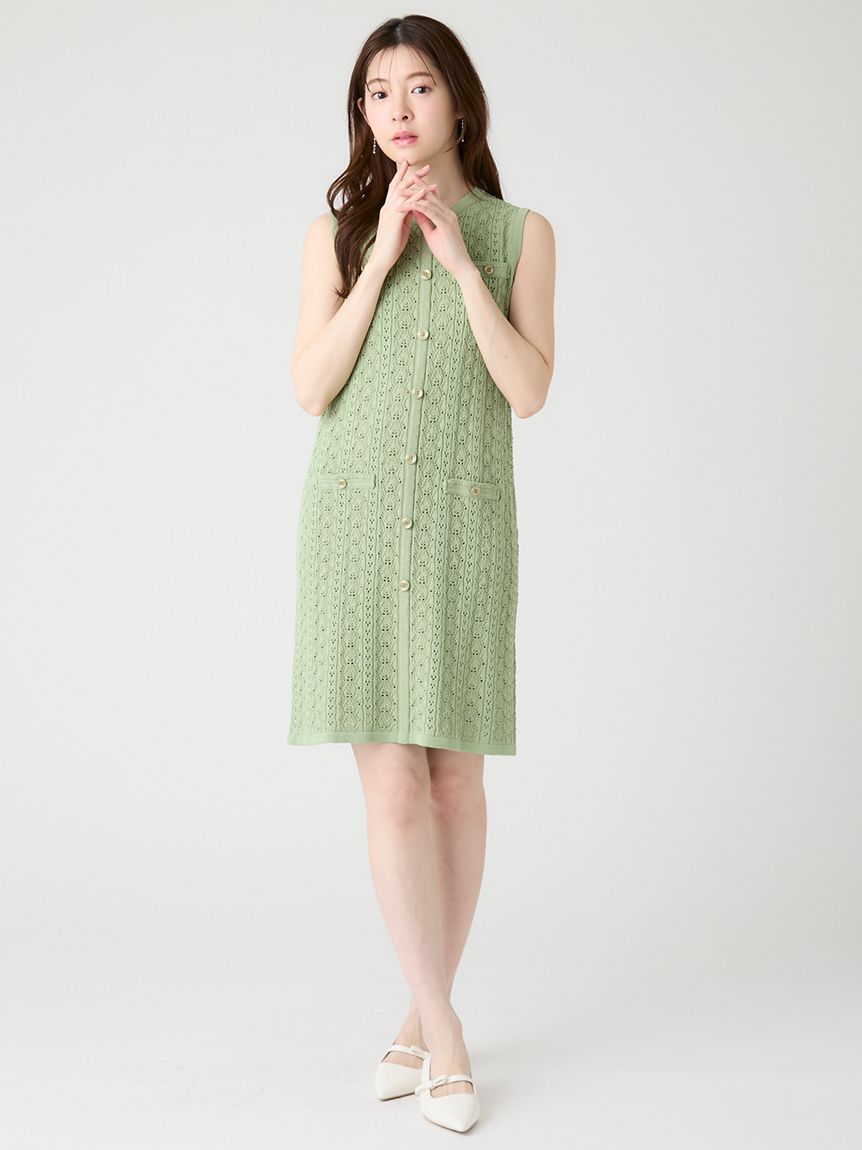 洗える】トリム透かし柄ミニワンピース(デイリーワンピース)｜DRESS