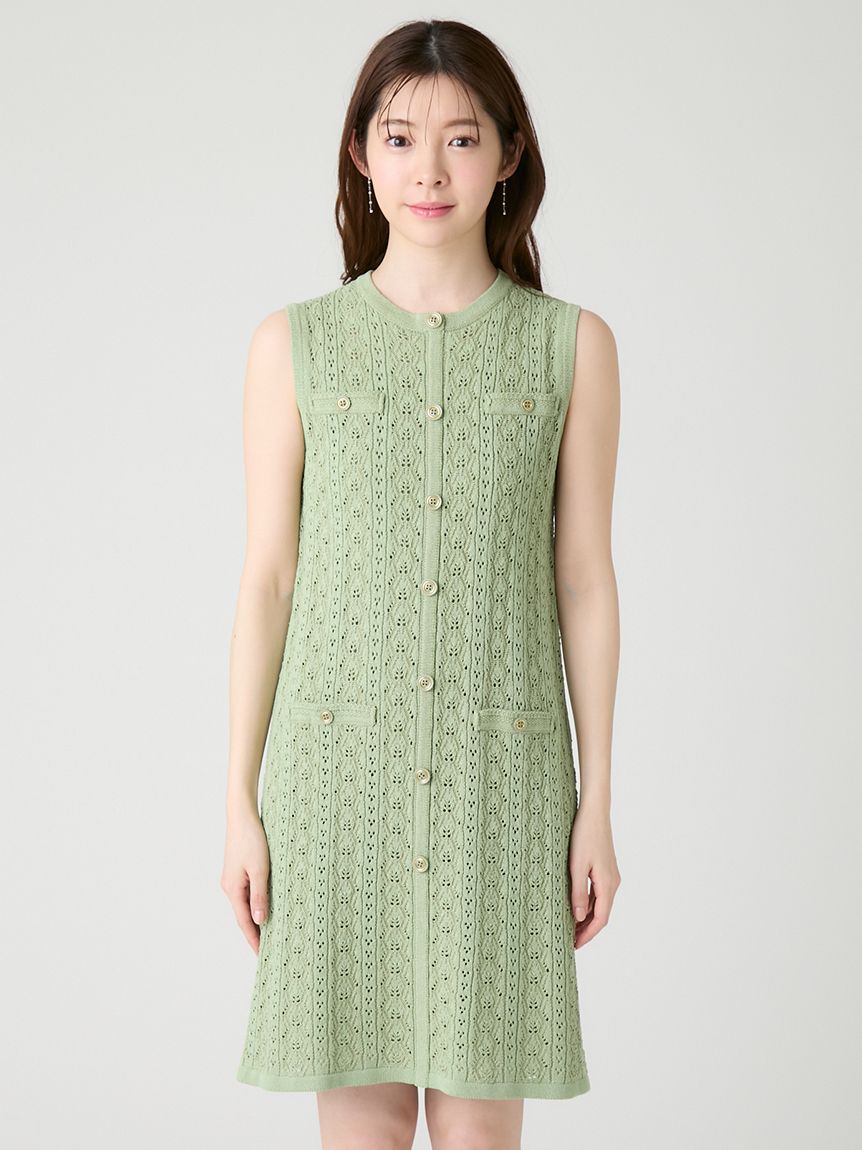 洗える】トリム透かし柄ミニワンピース(デイリーワンピース)｜DRESS