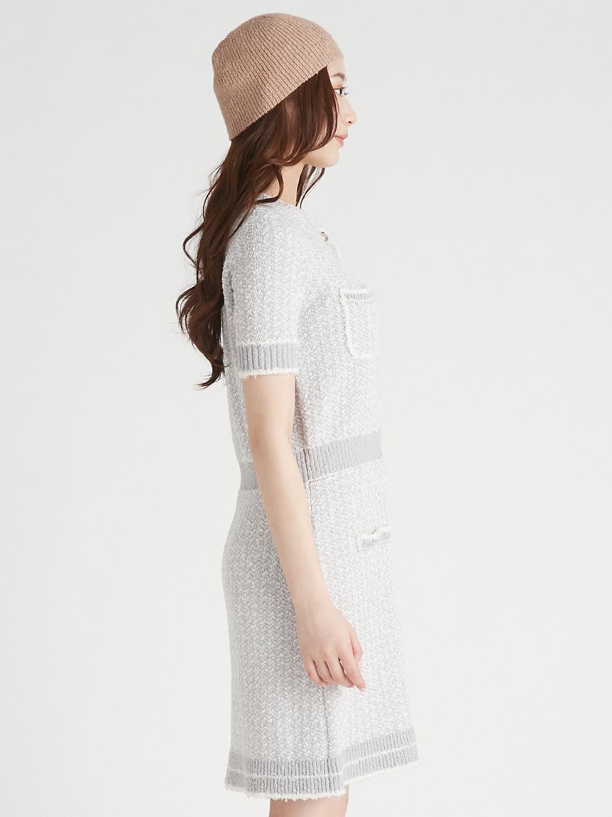 リボンヤーントリムニットワンピース(デイリーワンピース)｜DRESS