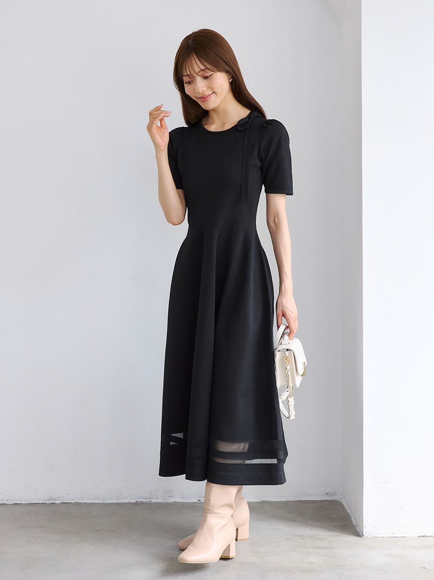 ネックリボンホールガーメントワンピース(デイリーワンピース)｜DRESS