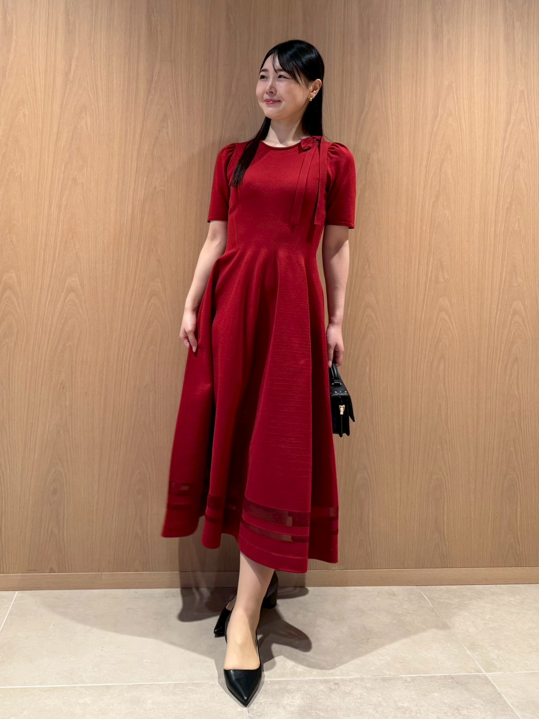 ネックリボンホールガーメントワンピース(ロングワンピース)｜DRESS