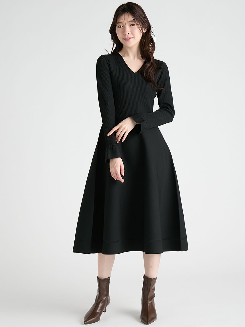 フレアスリーブホールガーメントワンピース(ロングワンピース)｜DRESS