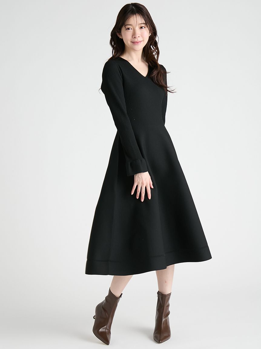 フレアスリーブホールガーメントワンピース(ロングワンピース)｜DRESS