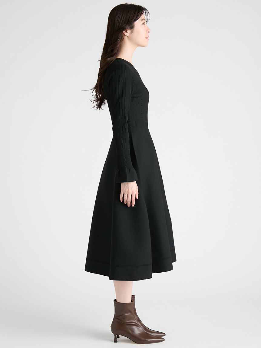 フレアスリーブホールガーメントワンピース(ロングワンピース)｜DRESS