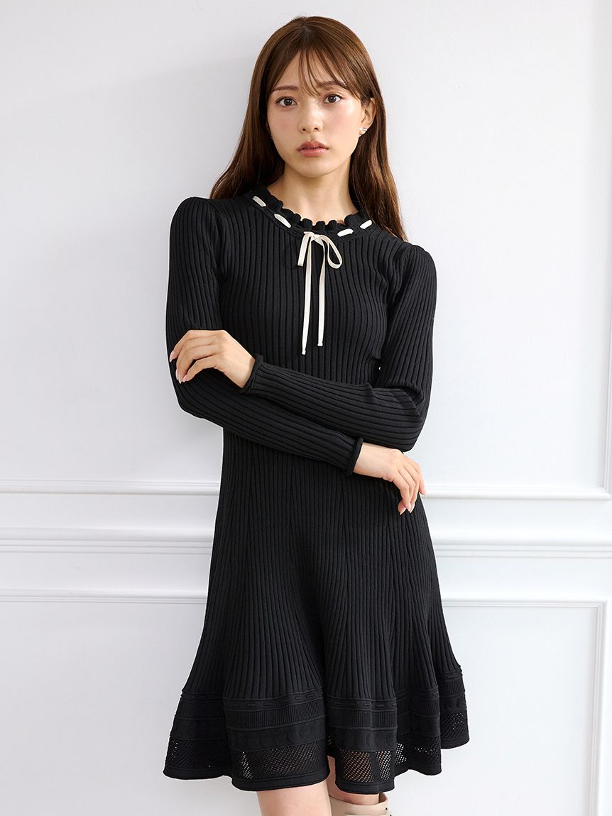 洗える】柄編みミニニットワンピース(ミニワンピース)｜DRESS｜CELFORD