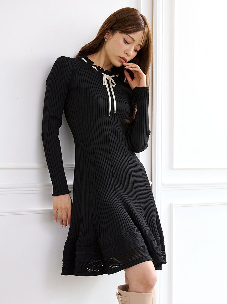 洗える】柄編みミニニットワンピース(ミニワンピース)｜DRESS｜CELFORD
