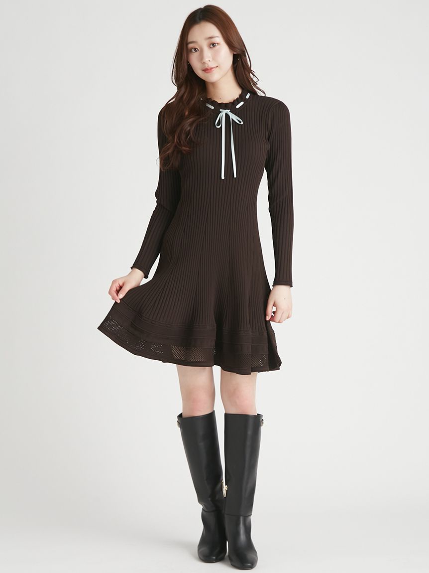 洗える】柄編みミニニットワンピース(ミニワンピース)｜DRESS｜CELFORD