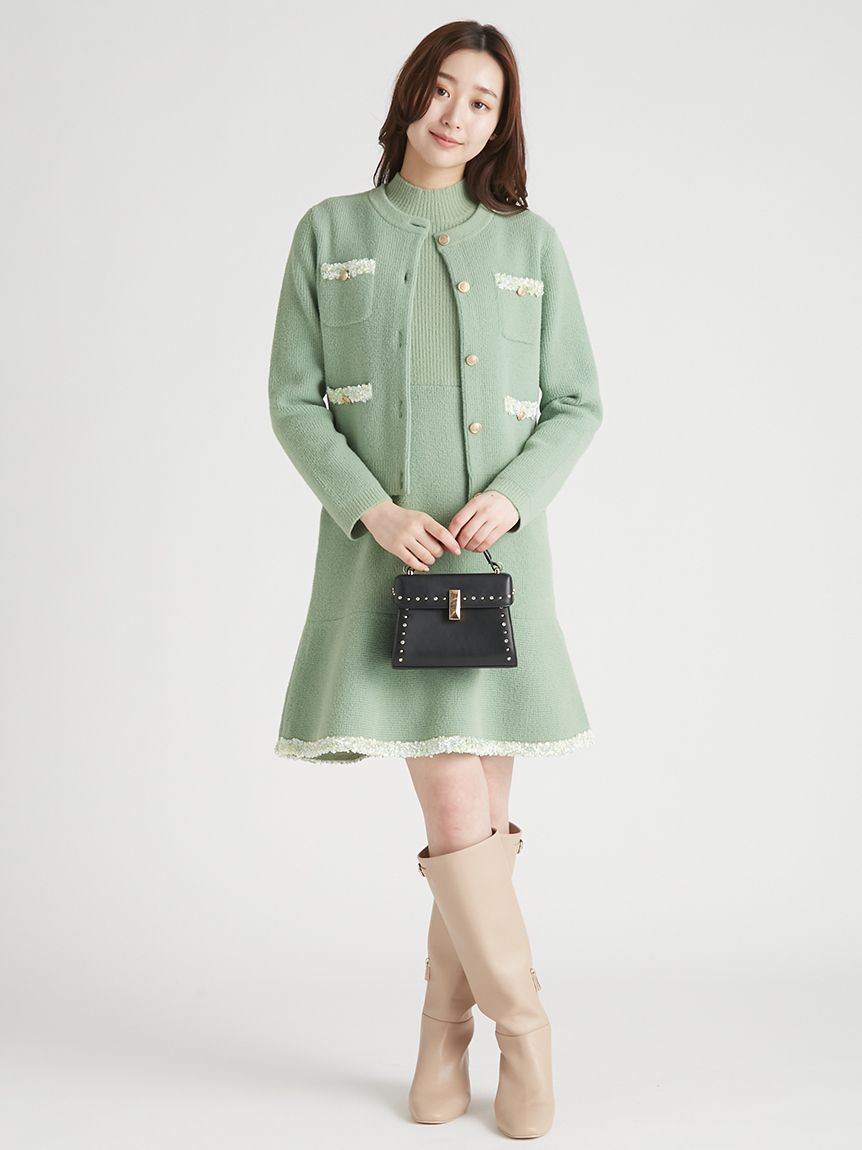 トリムミニニットワンピースセット(デイリーワンピース)｜DRESS