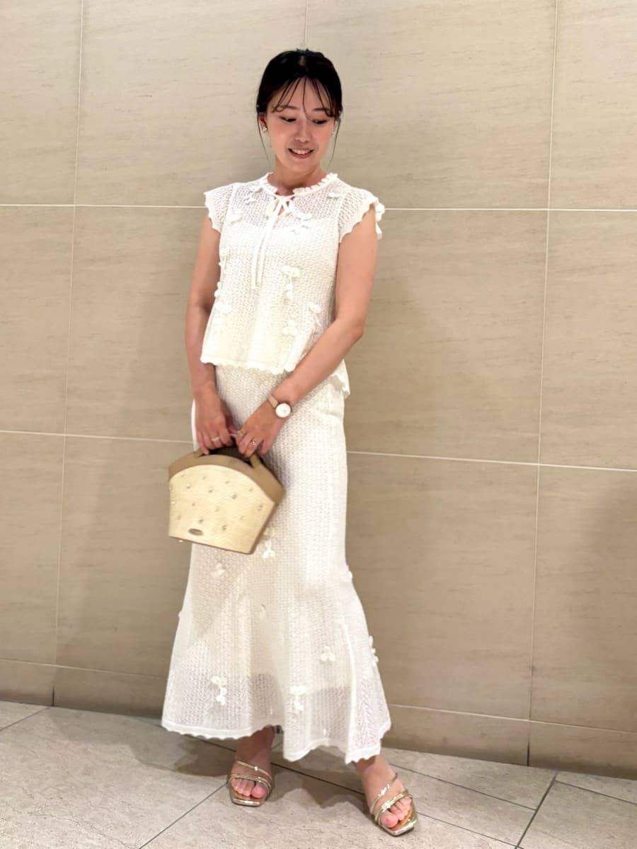 フラワーモチーフクロッシェニットナロースカート(SKIRT