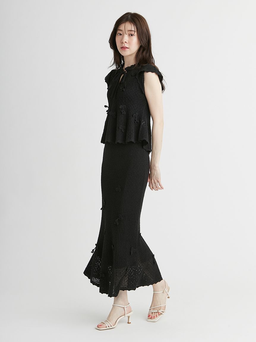 フラワーモチーフクロッシェニットナロースカート(SKIRT