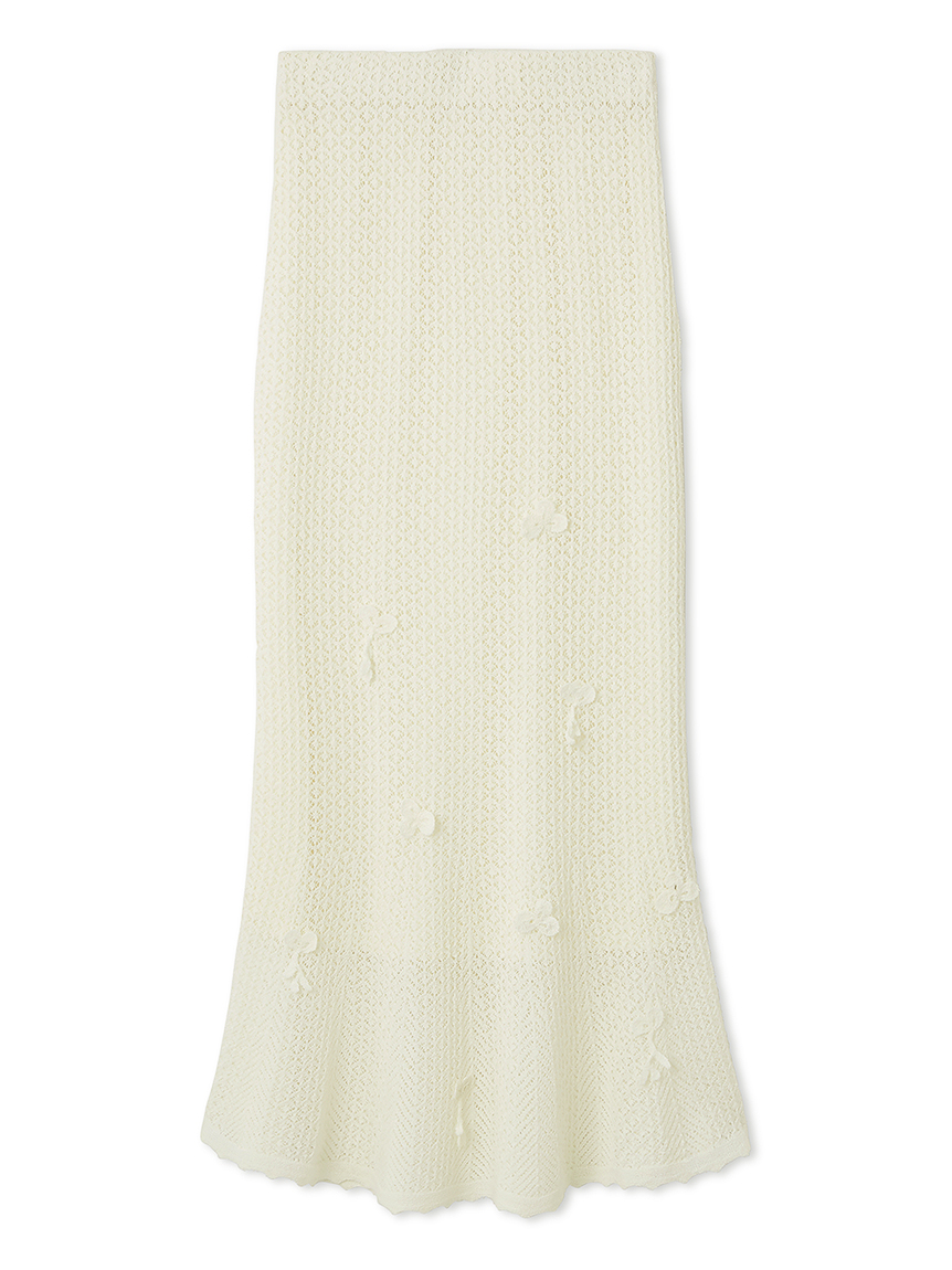 フラワーモチーフクロッシェニットナロースカート(SKIRT
