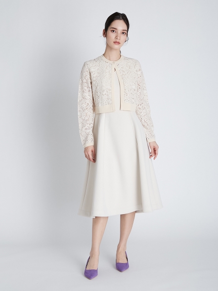 高い素材 セルフォード レース刺繍ニットカーディガン ホワイト 白 36 