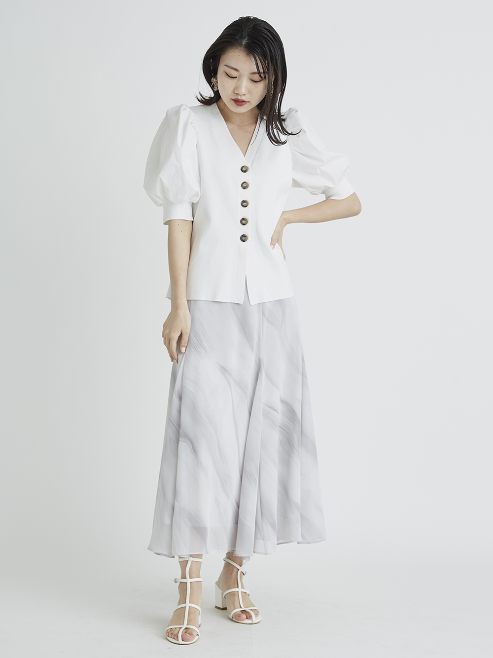 高い素材 セルフォード レース刺繍ニットカーディガン ホワイト 白 36 