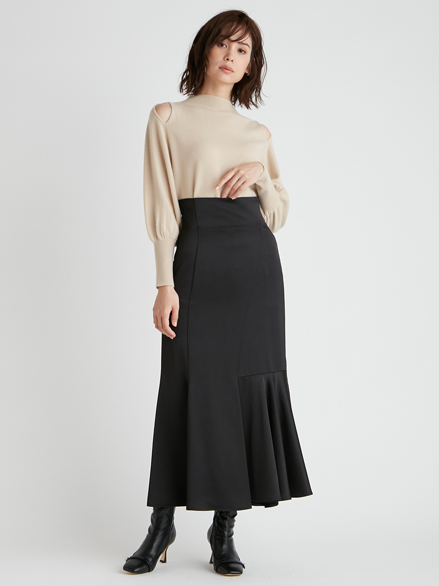 肩スリットカシミヤニットプルオーバー(ニットプルオーバー)｜TOPS 