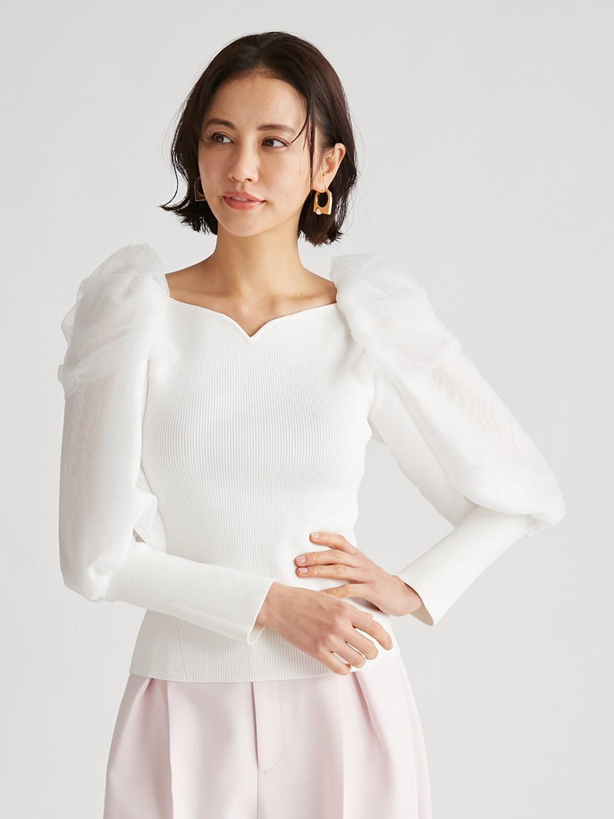 シアースリーブニットプルオーバー(ニットプルオーバー)｜TOPS 