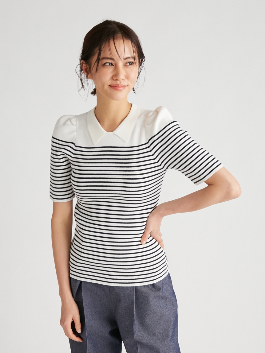 襟付きニットプルオーバー(ニットプルオーバー)｜TOPS（トップス