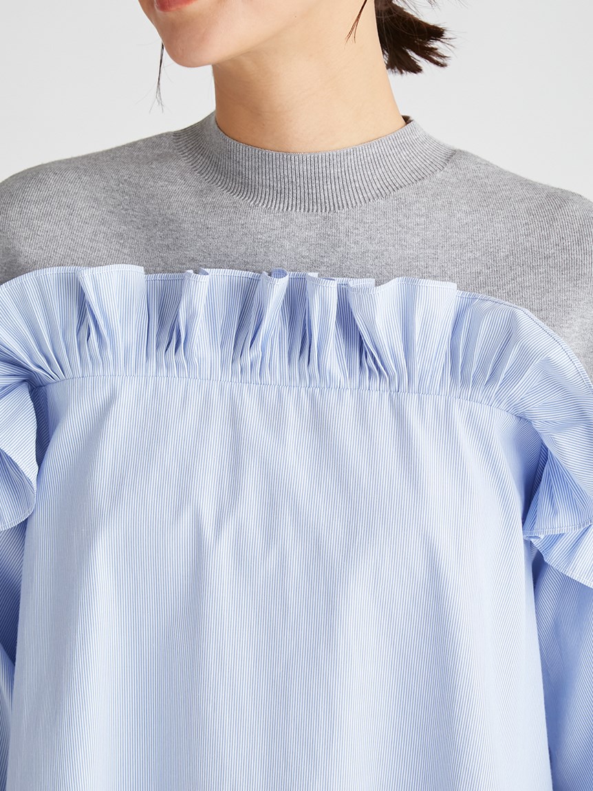バックリボンニットコンビプルオーバー(ブラウス・シャツ)｜TOPS 