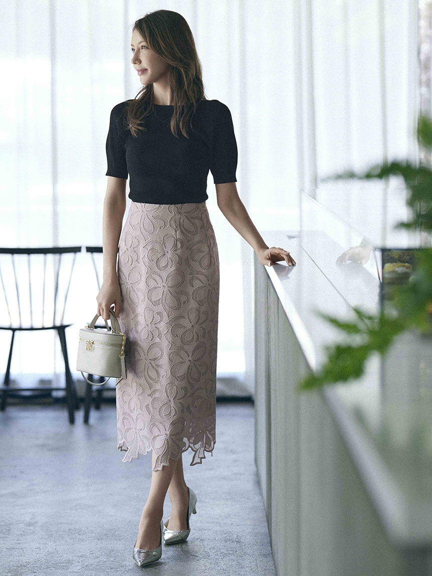 パフスリーブリブニット(ニットプルオーバー)｜TOPS（トップス 
