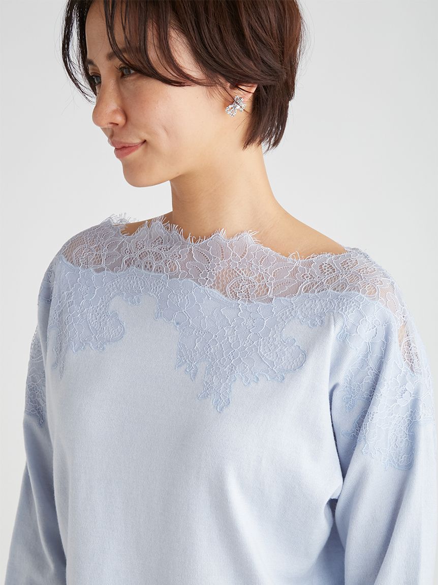 レース刺繍ニットプルオーバー(ニットプルオーバー)｜TOPS（トップス