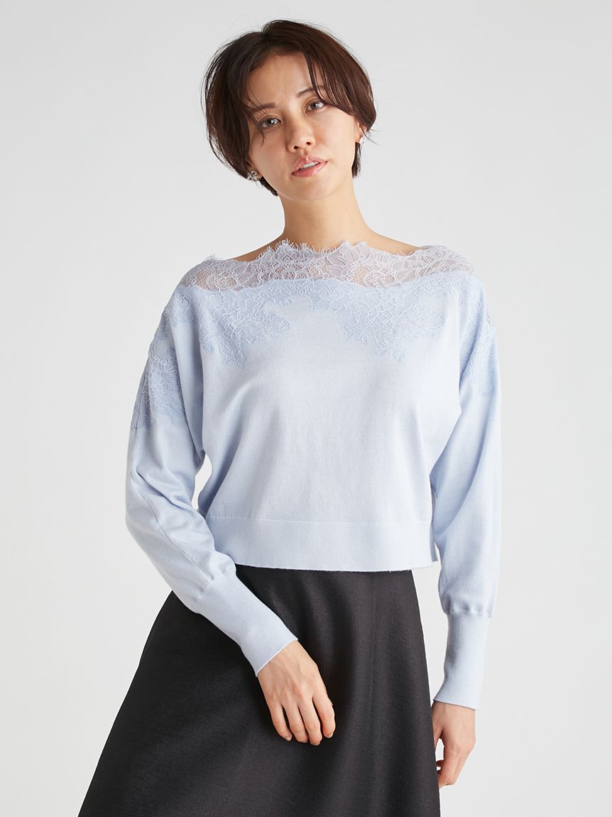 レース刺繍ニットプルオーバー(ニットプルオーバー)｜TOPS（トップス ...