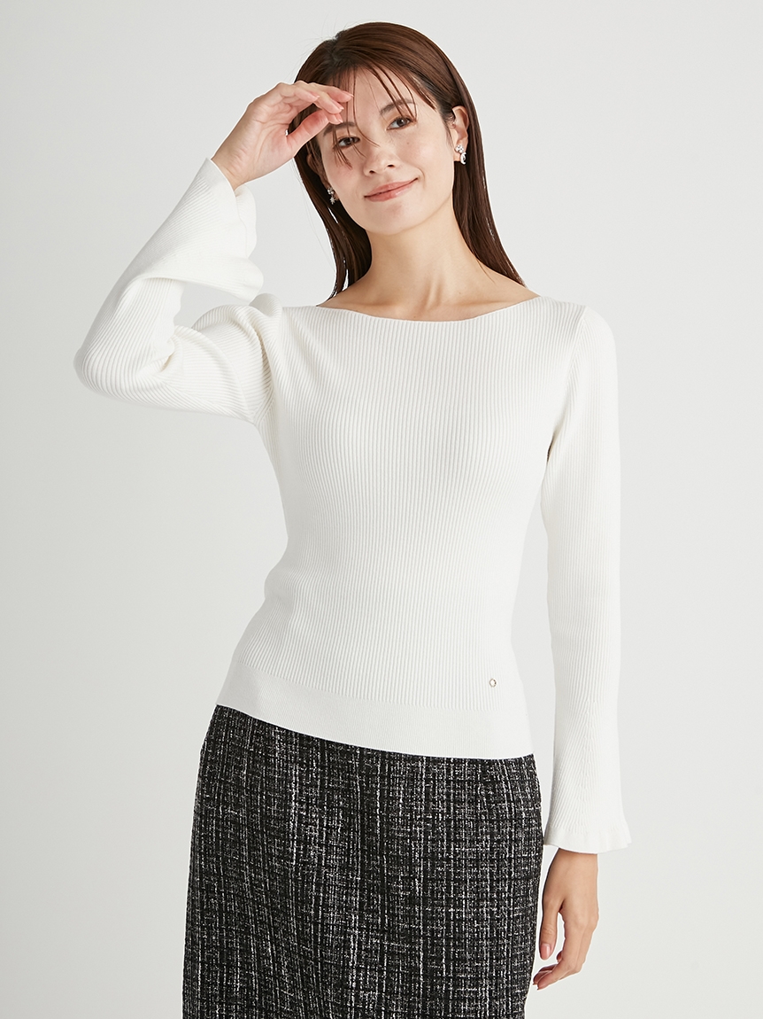フレアラインリブニット(ニットプルオーバー)｜TOPS（トップス
