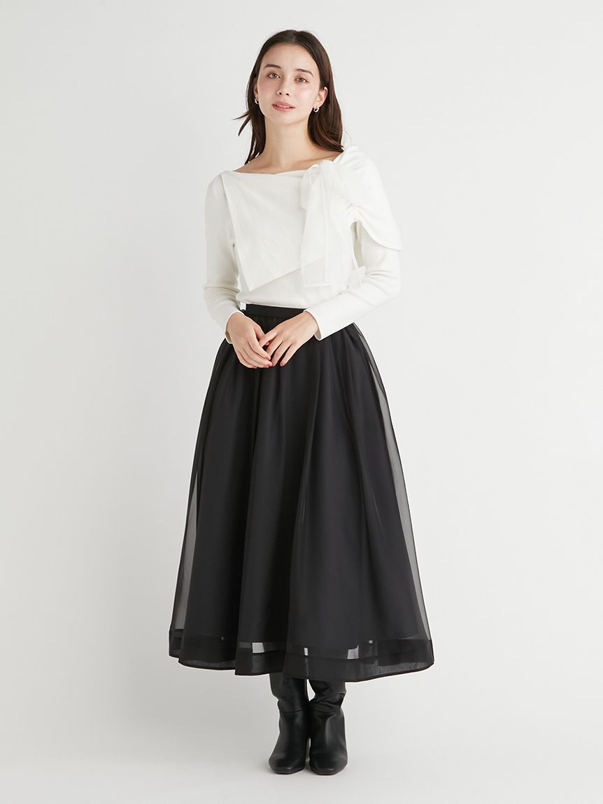 オフショルリボンニットプルオーバー(ニットプルオーバー)｜TOPS