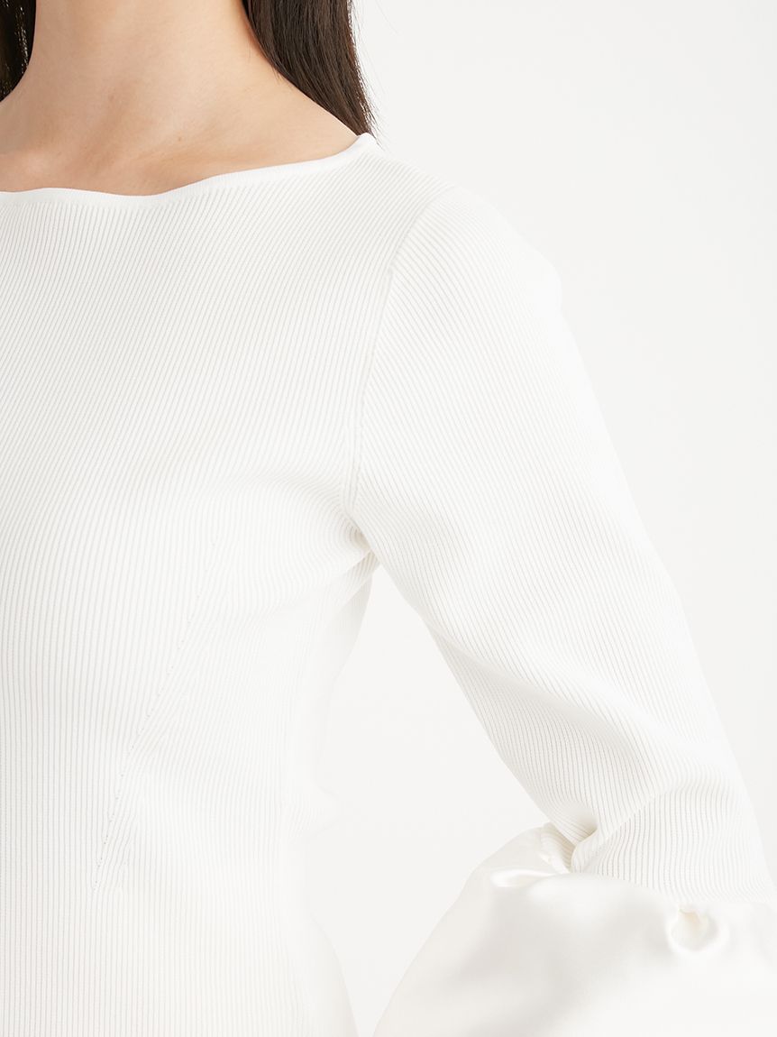 ベルスリーブリブニットプルオーバー(ニットプルオーバー)｜TOPS