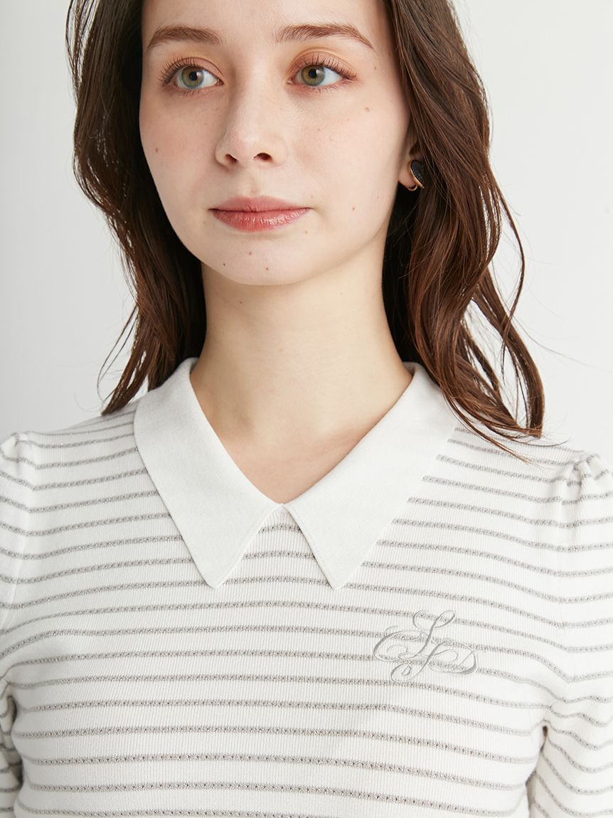 CELFORD（セルフォード）の「ロゴ刺繍衿付きニットプルオーバー