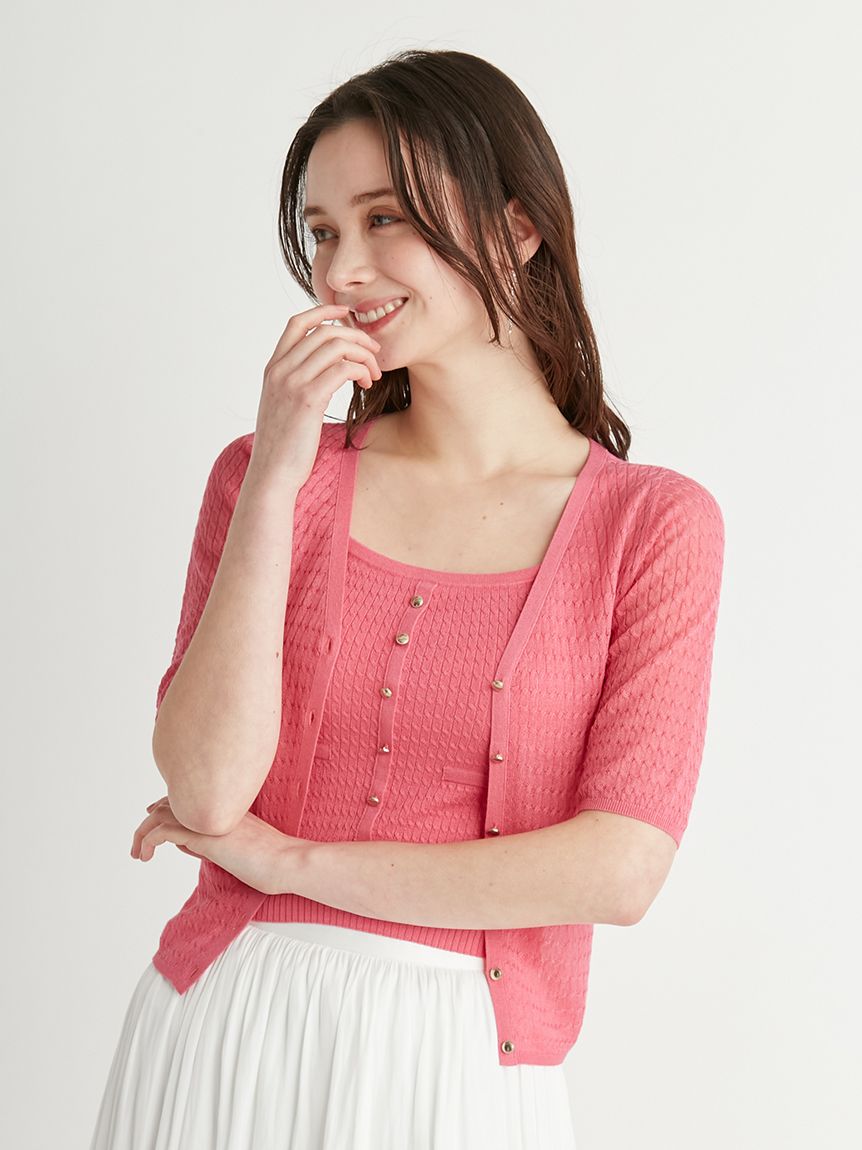 (セール50%OFF&PT5) CELFORD / セルフォード ケーブルアンサンブルニット  25春夏. CWNT252065 ケーブルアンサンブルニット(ニットプルオーバー)｜TOPS