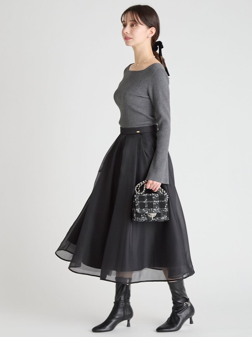 スクエアネックリブニットプルオーバー(ニットプルオーバー)｜TOPS