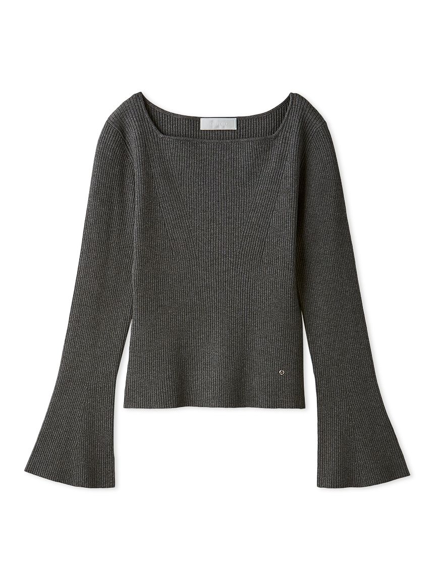 CELFORD リブ編み長袖ニット2点セットブラック＆ミントグリーン スクエアネックリブニットプルオーバー(ニットプルオーバー