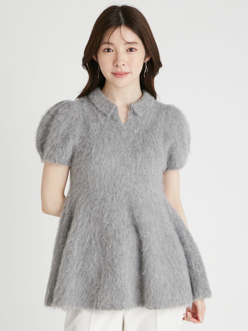 スキッパーペプラムニットプル(ニットプルオーバー)｜TOPS