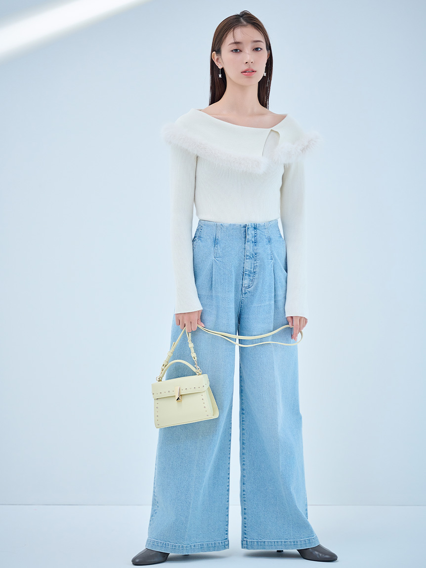 シルクカシミヤ混ファートリムニットプル(ニットプルオーバー)｜TOPS