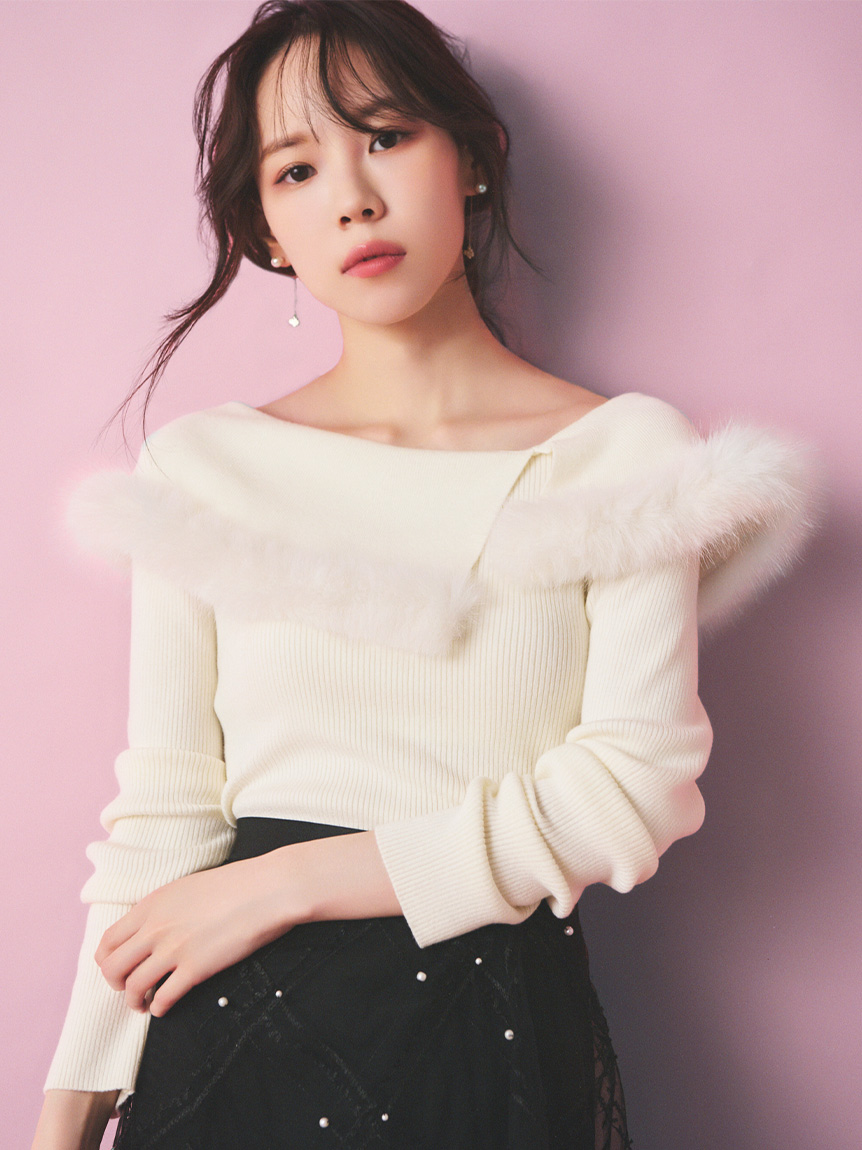 シルクカシミヤ混ファートリムニットプル(ニットプルオーバー)｜TOPS