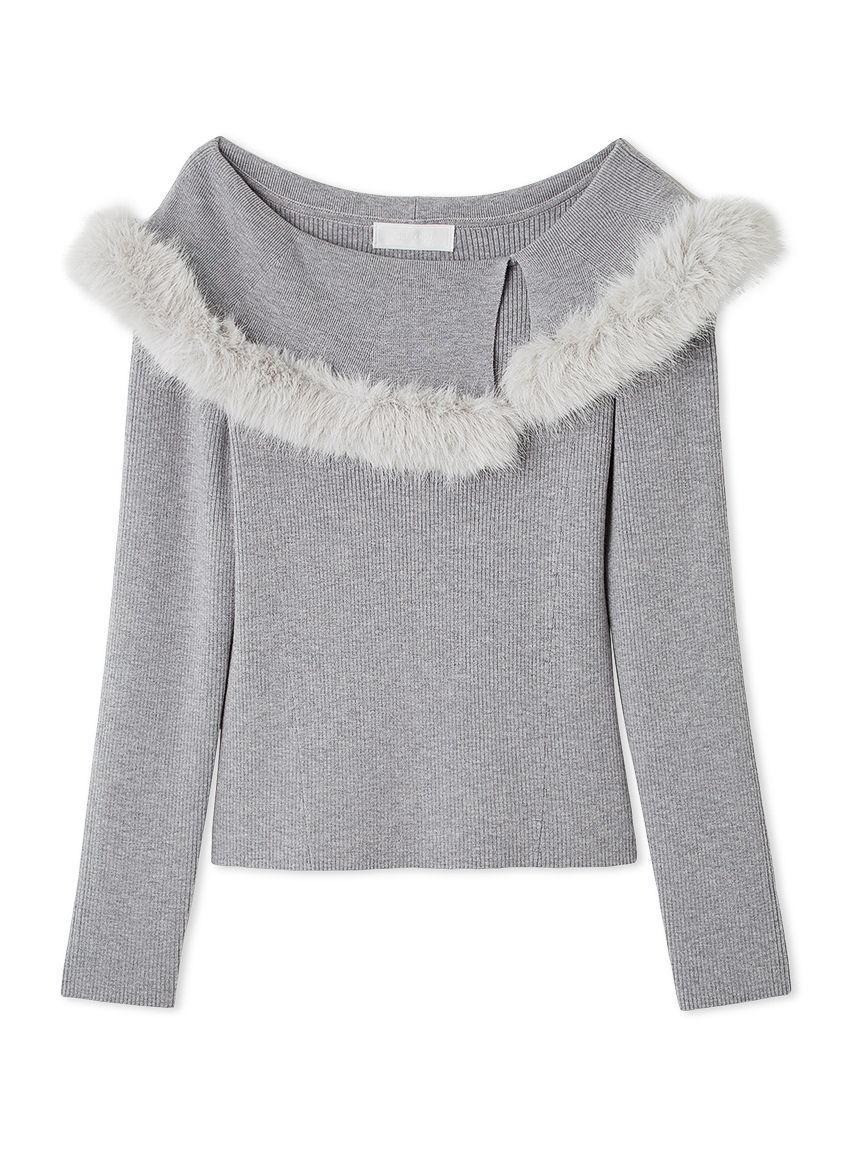 シルクカシミヤ混ファートリムニットプル(ニットプルオーバー)｜TOPS