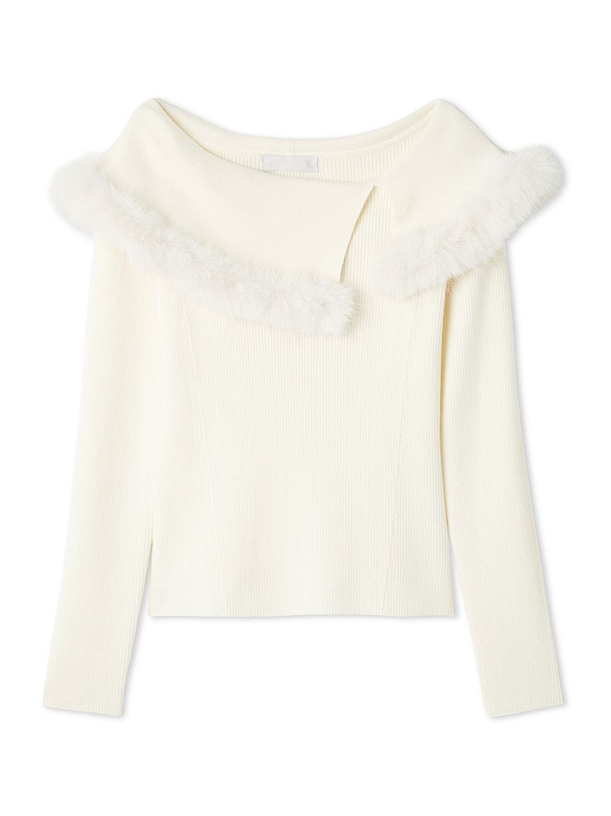 シルクカシミヤ混ファートリムニットプル(ニットプルオーバー)｜TOPS