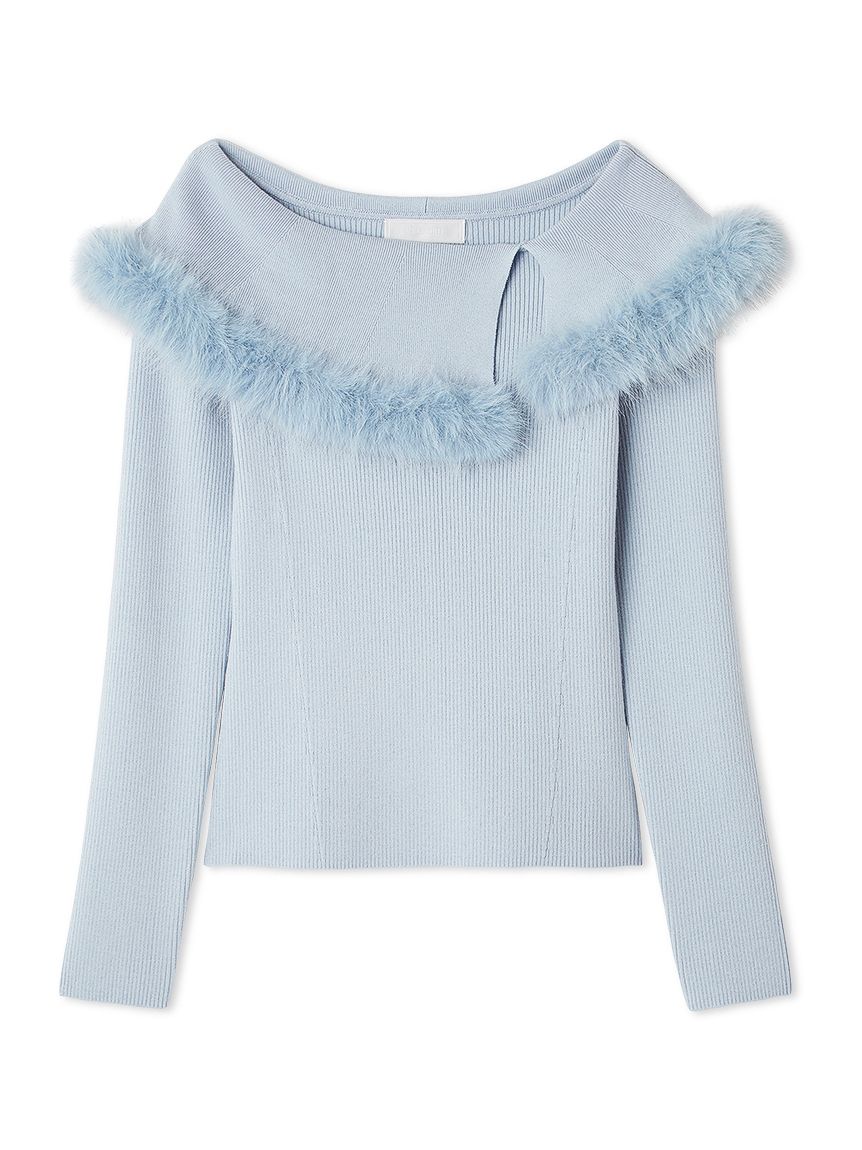 シルクカシミヤ混ファートリムニットプル(ニットプルオーバー)｜TOPS