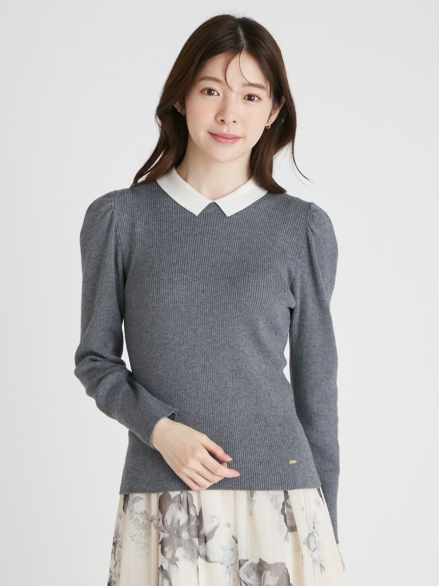 セルフォード トップス完売品 カシミア混襟付きニット(ニットプルオーバー)｜TOPS（トップス