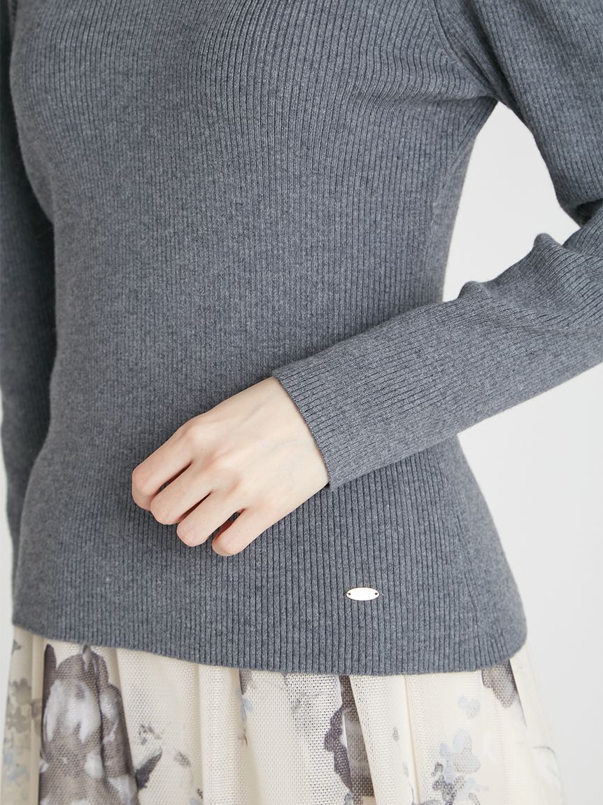 カシミア混襟付きニット(ニットプルオーバー)｜TOPS（トップス