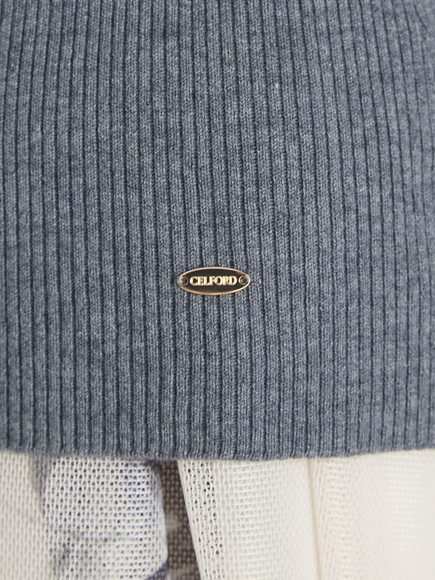 カシミア混襟付きニット(ニットプルオーバー)｜TOPS（トップス