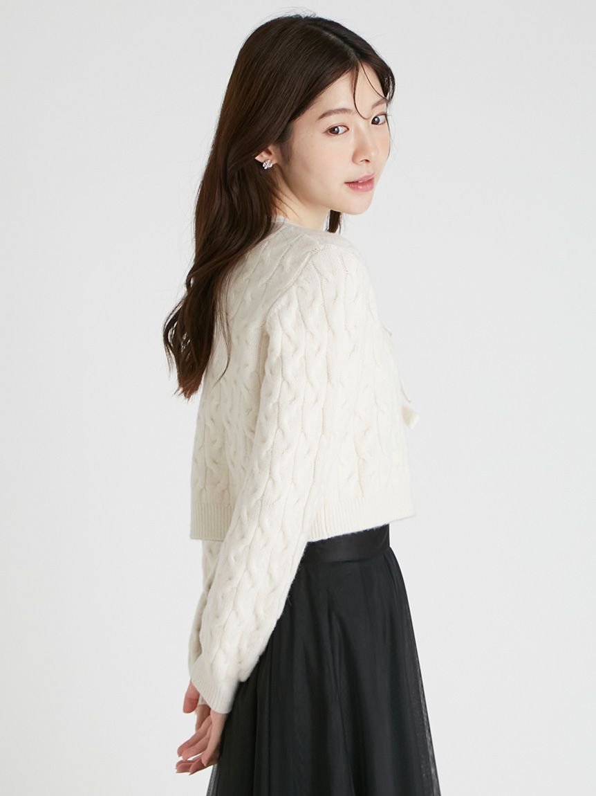 CELFORD / セルフォード リボンモチーフケーブルニットプルオーバー  25秋冬予約 CWNT255036 入荷予定 : 10月下旬〜 (10%OFF&PT5) リボンモチーフケーブルニットプルオーバー(ニットプルオーバー