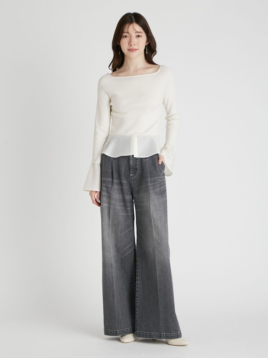 【美品】CELFORD プリーツディティールニットプルオーバー　セルフォード CELFORD SALE60%OFF セルフォード ショルダーカッティングニット