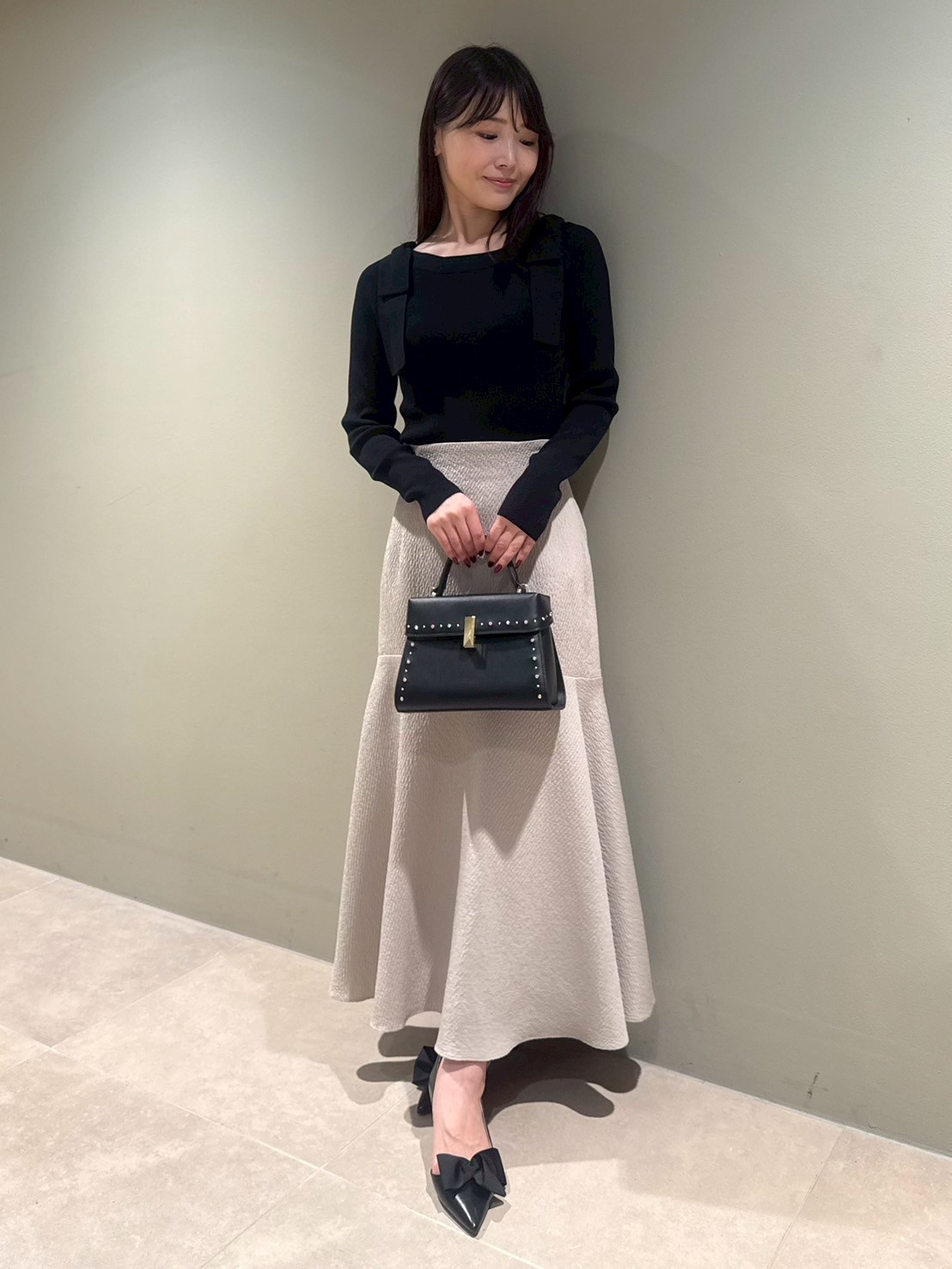 ウォッシャブル】ショルダーリボンニットプルオーバー(ニットプル