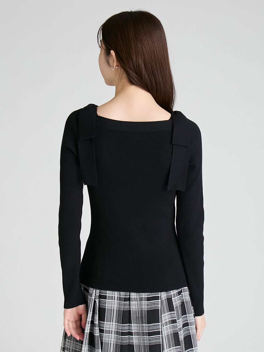 ウォッシャブル】ショルダーリボンニットプルオーバー(ニットプル