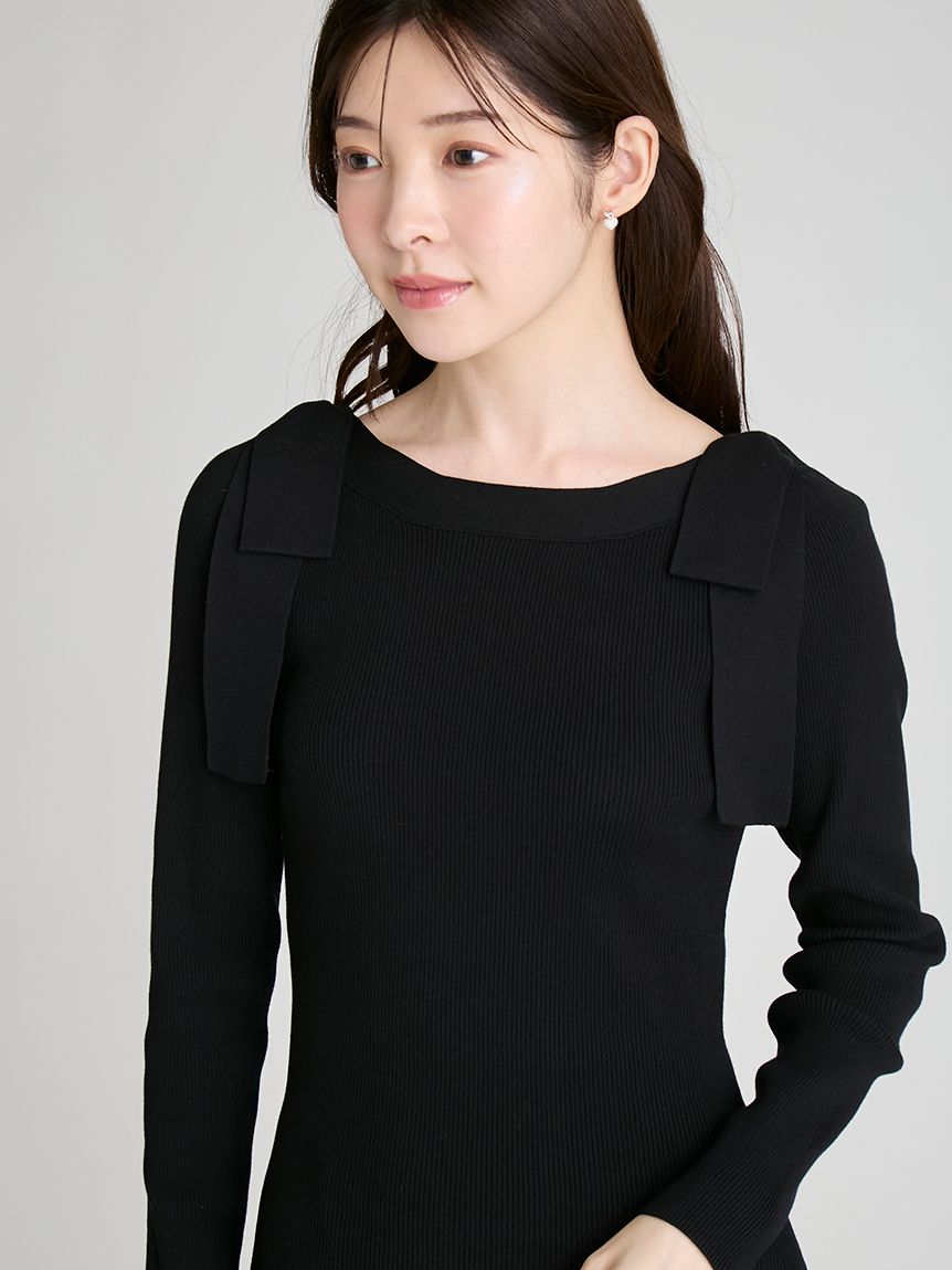 ウォッシャブル】ショルダーリボンニットプルオーバー(ニットプル