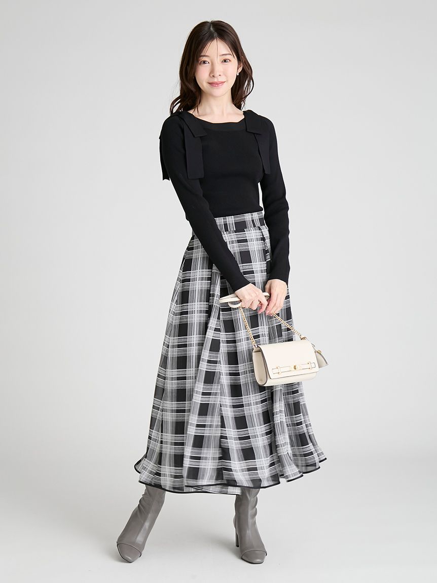 ウォッシャブル】ショルダーリボンニットプルオーバー(ニットプル