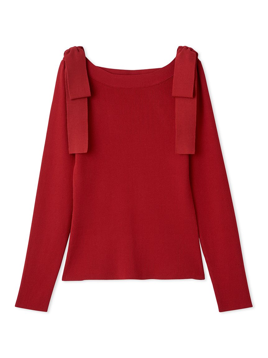 ウォッシャブル】ショルダーリボンニットプルオーバー(ニットプル