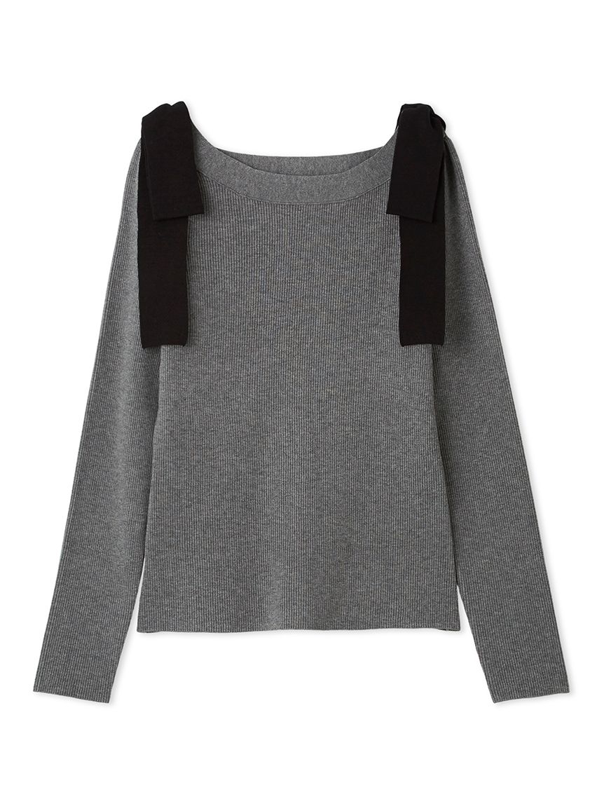 ウォッシャブル】ショルダーリボンニットプルオーバー(ニットプル
