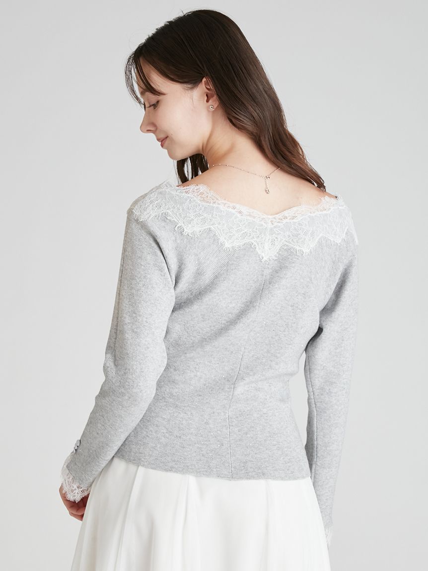 セルフォード　レーストリムニットプルオーバー　ピンク レーストリムニットプルオーバー(ニットプルオーバー)｜TOPS（トップス