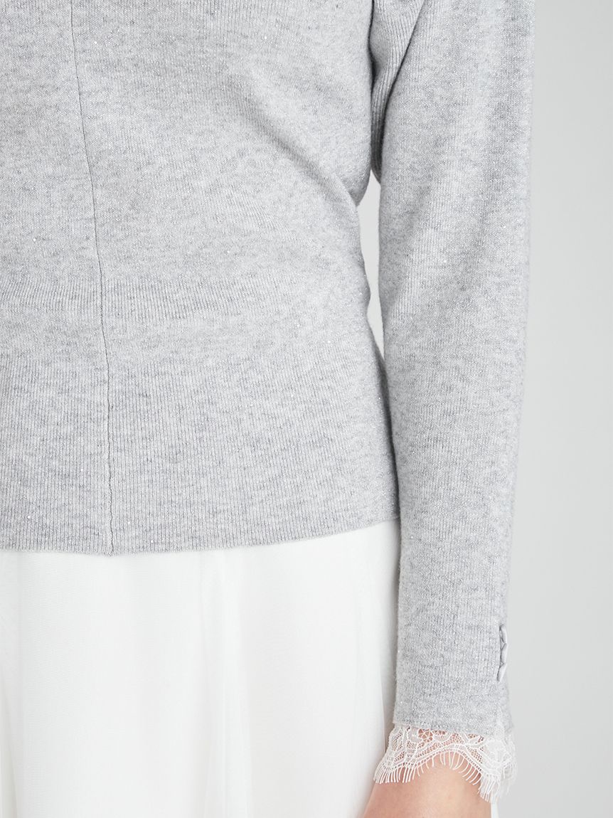 レーストリムリブニットプルオーバー(ニットプルオーバー)｜TOPS